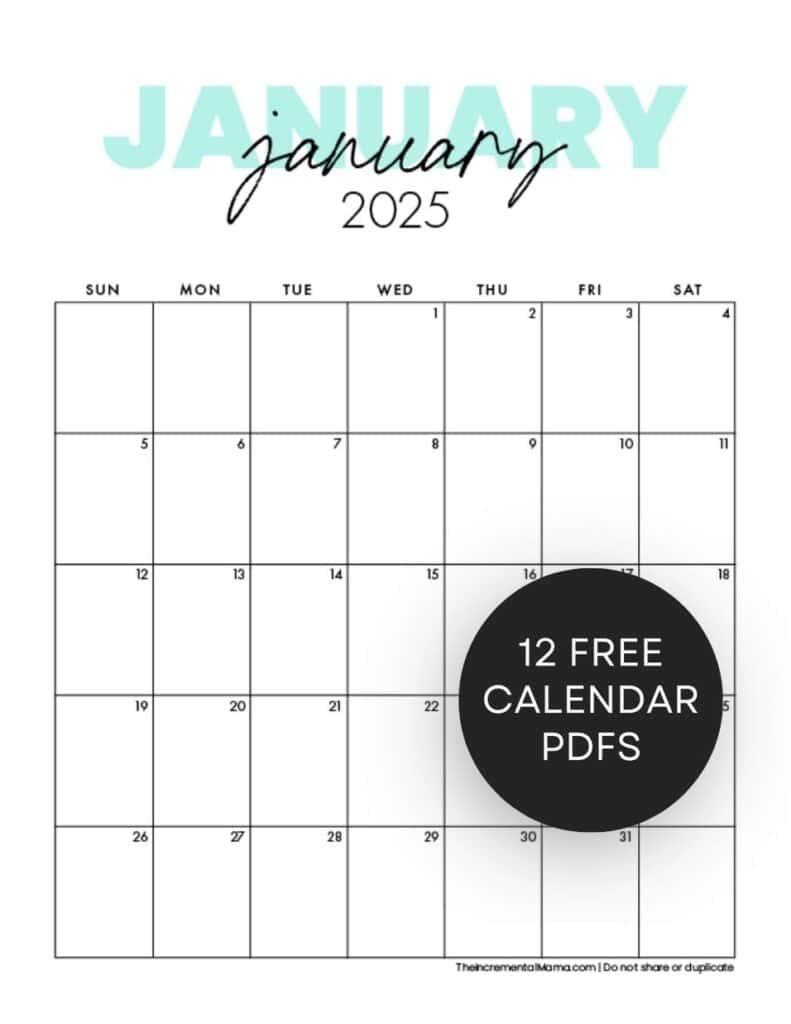 Cute 2025 Monthly Calendar Free Printable - Printable Calendar 2025 Monthly Free
