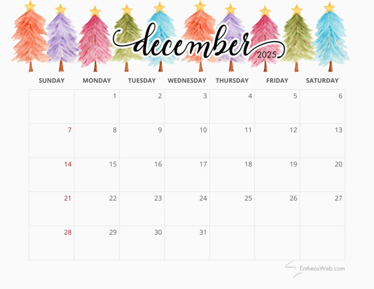 December 2025 Calendar Printable Free