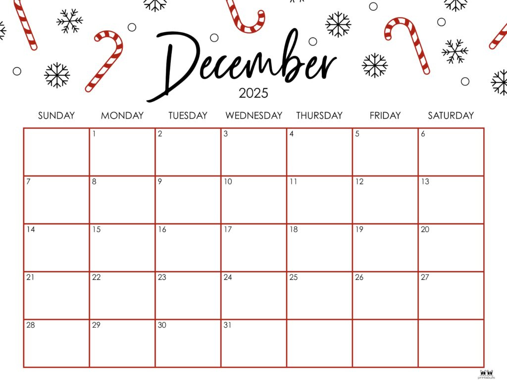 December 2025 Calendars - 107 Free Printables | Printabulls - Dec 2025 Calendar Printable Free