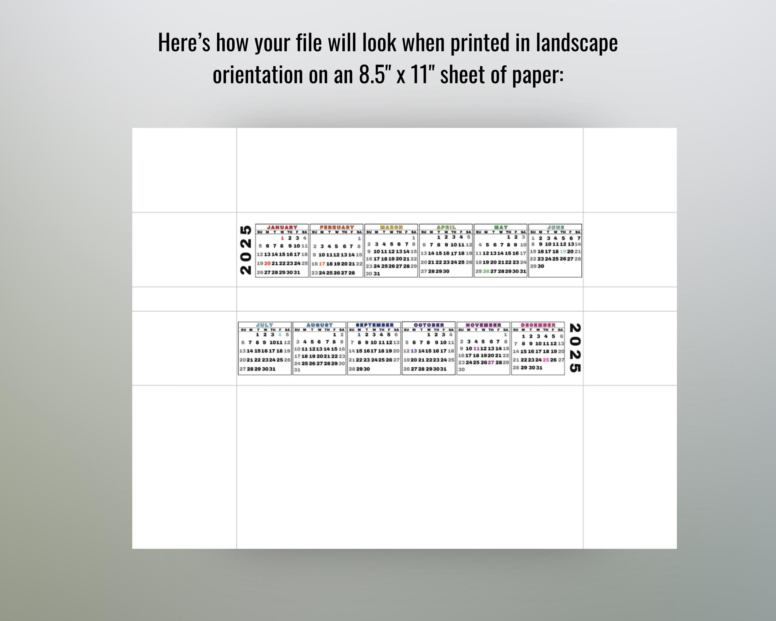 Desktop Calendar Strip, 2025 Mini Calendar, Printable Keyboard - Printable Calendar 2025 Strip