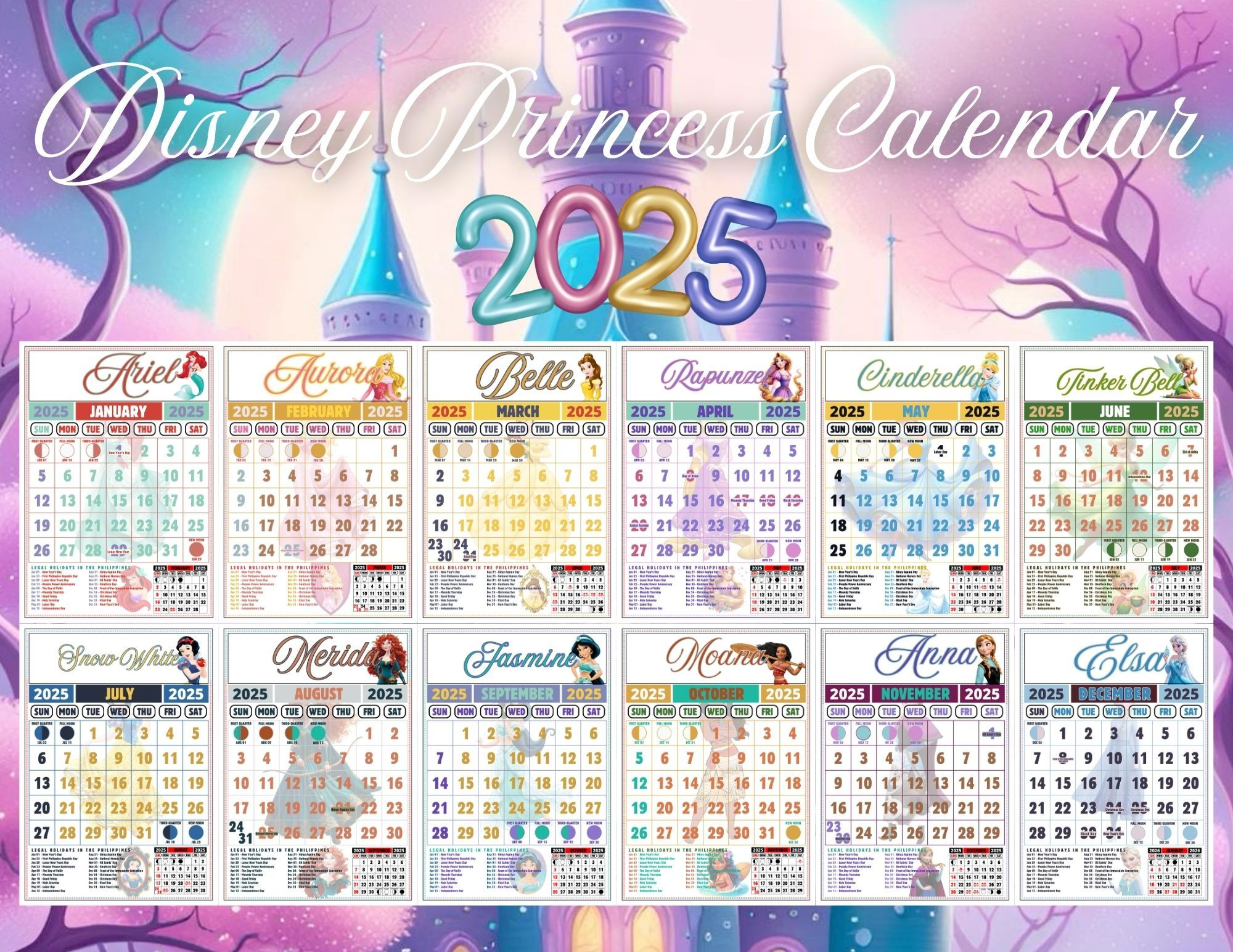 Disney Princess 2025 Calendar Templatenemlomongo - Raket.ph - Free Printable Calendar 2025 Disney
