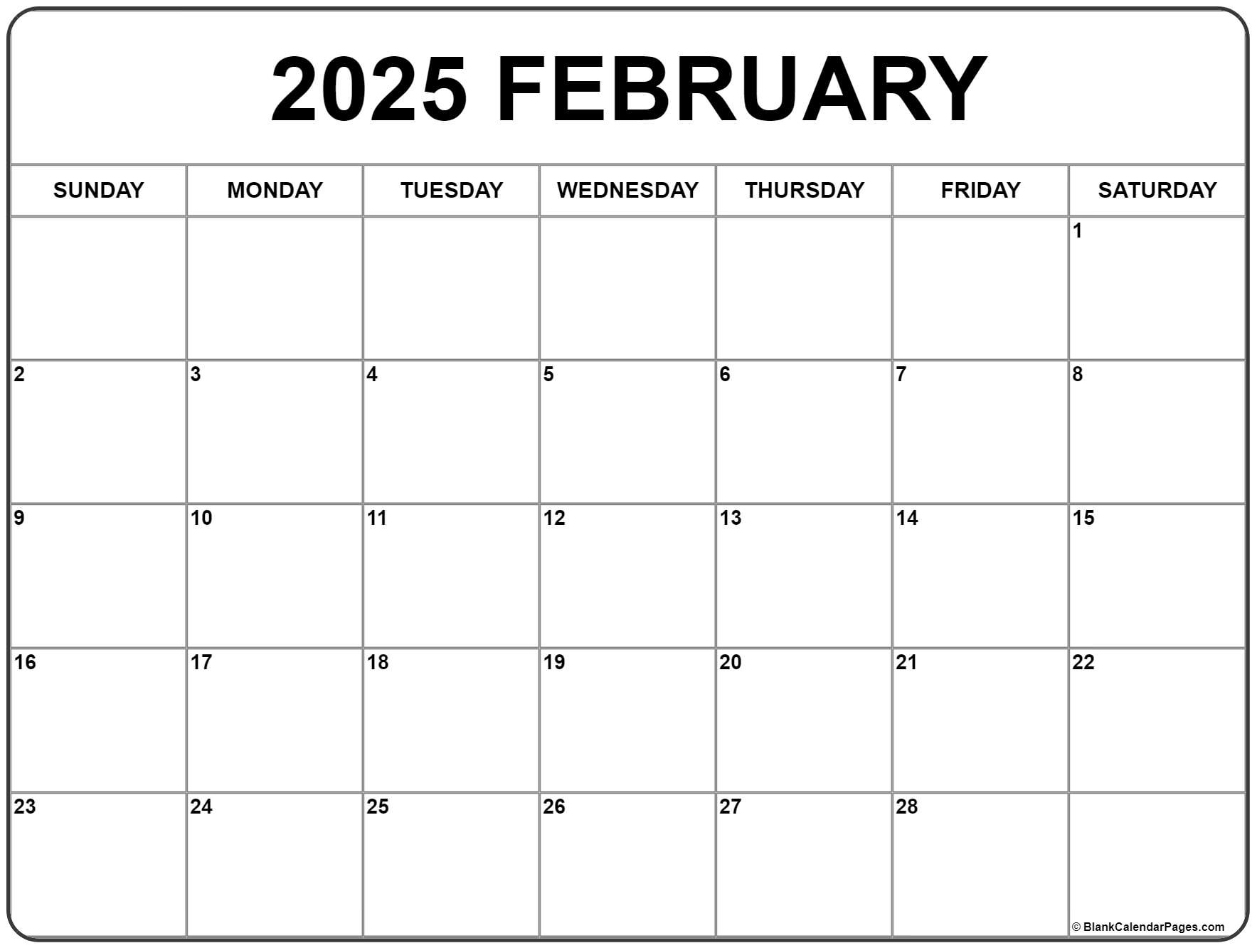 February 2025 Calendar | Free Printable Calendars - Printable Calendar 2025 Copy Paste
