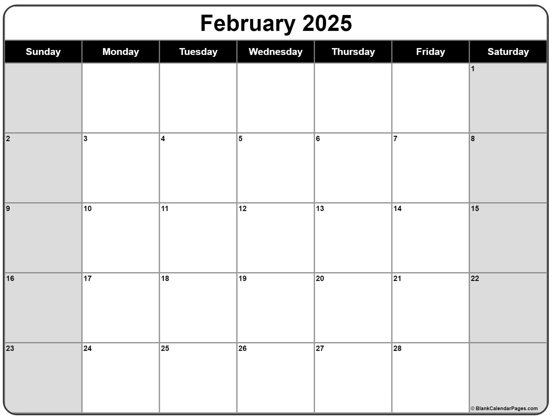 February 2025 Calendar | Free Printable Calendars - Printable Calendar 2025 February Free