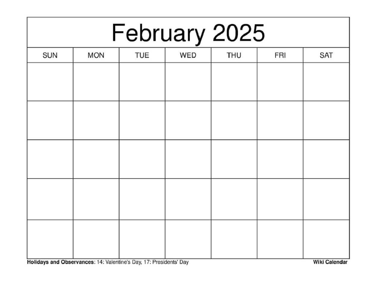 February 2025 Calendar - Printable Templates &amp;amp; More - Free Printable Calendar 2025 Wiki