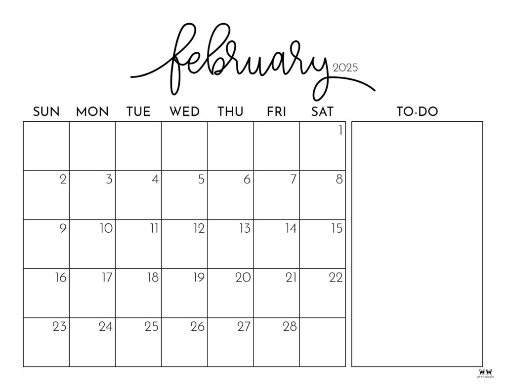 February 2025 Calendars - 107 Free Printables | Printabulls - Free Printable Calendar 2025 Feb