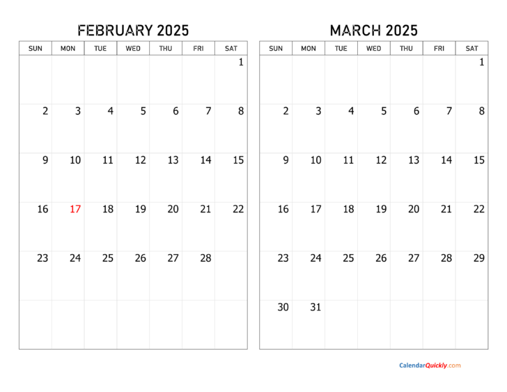 Printable Calendar 2025 February And March