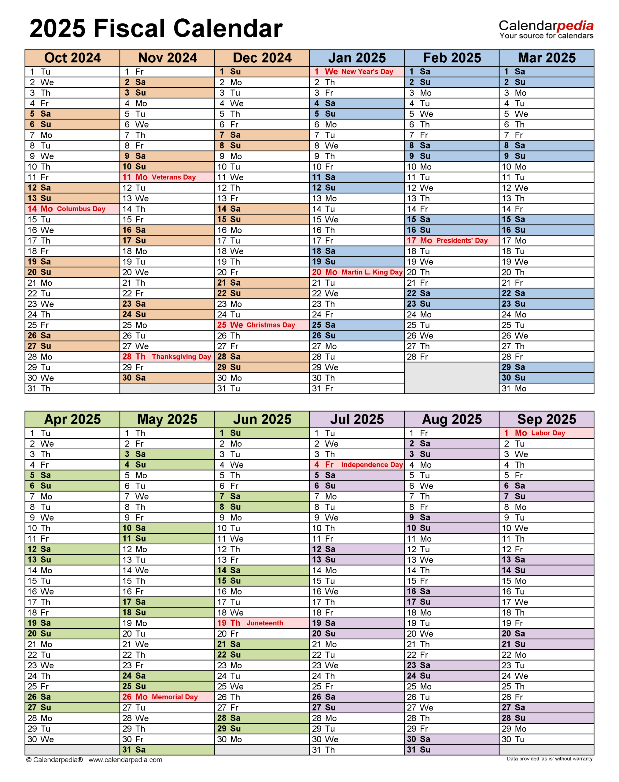 Fiscal Calendars 2025 - Free Printable Excel Templates - 2025 Accounting Calendar Printable
