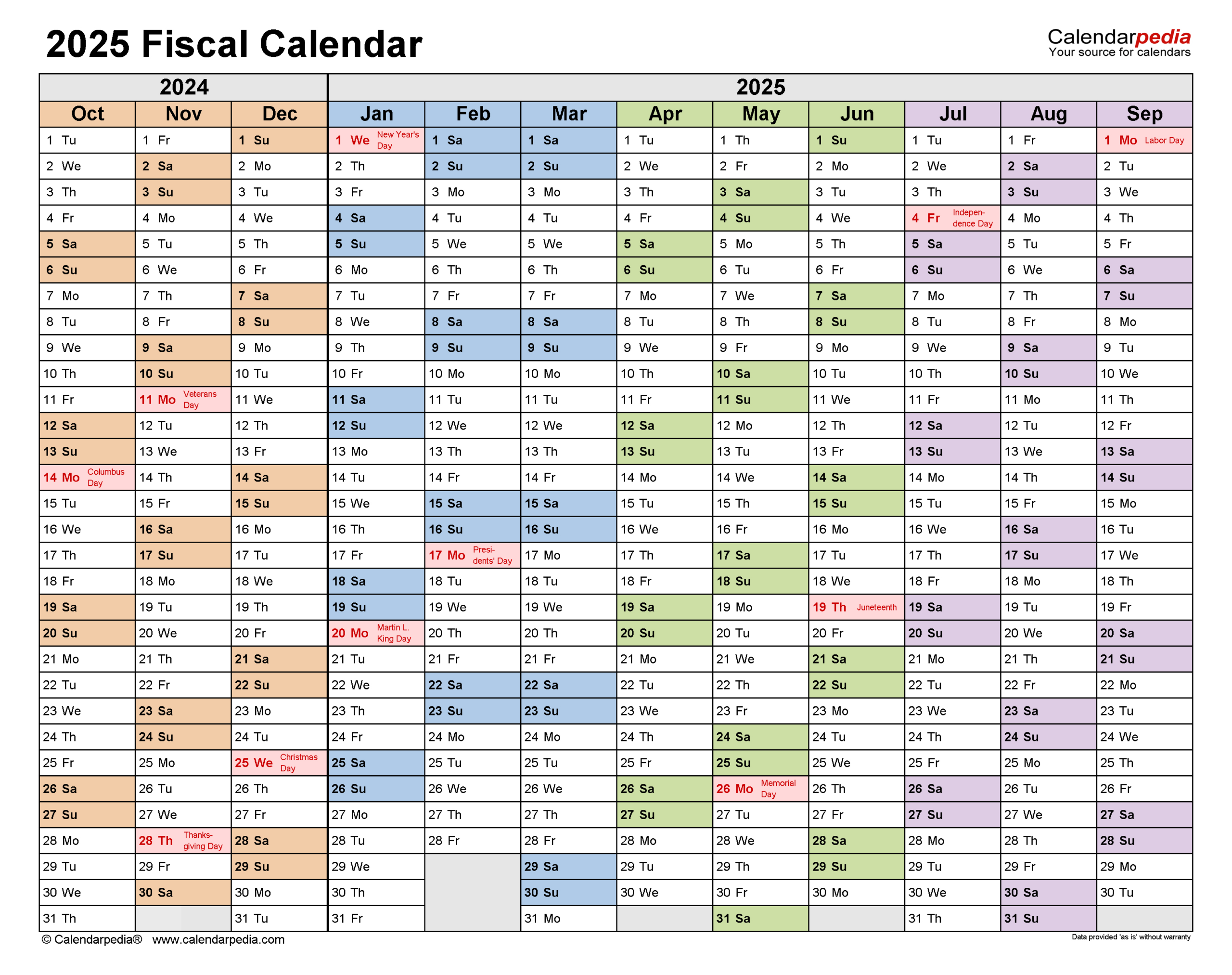 Fiscal Calendars 2025 - Free Printable Excel Templates - 2025 Accounting Calendar Printable