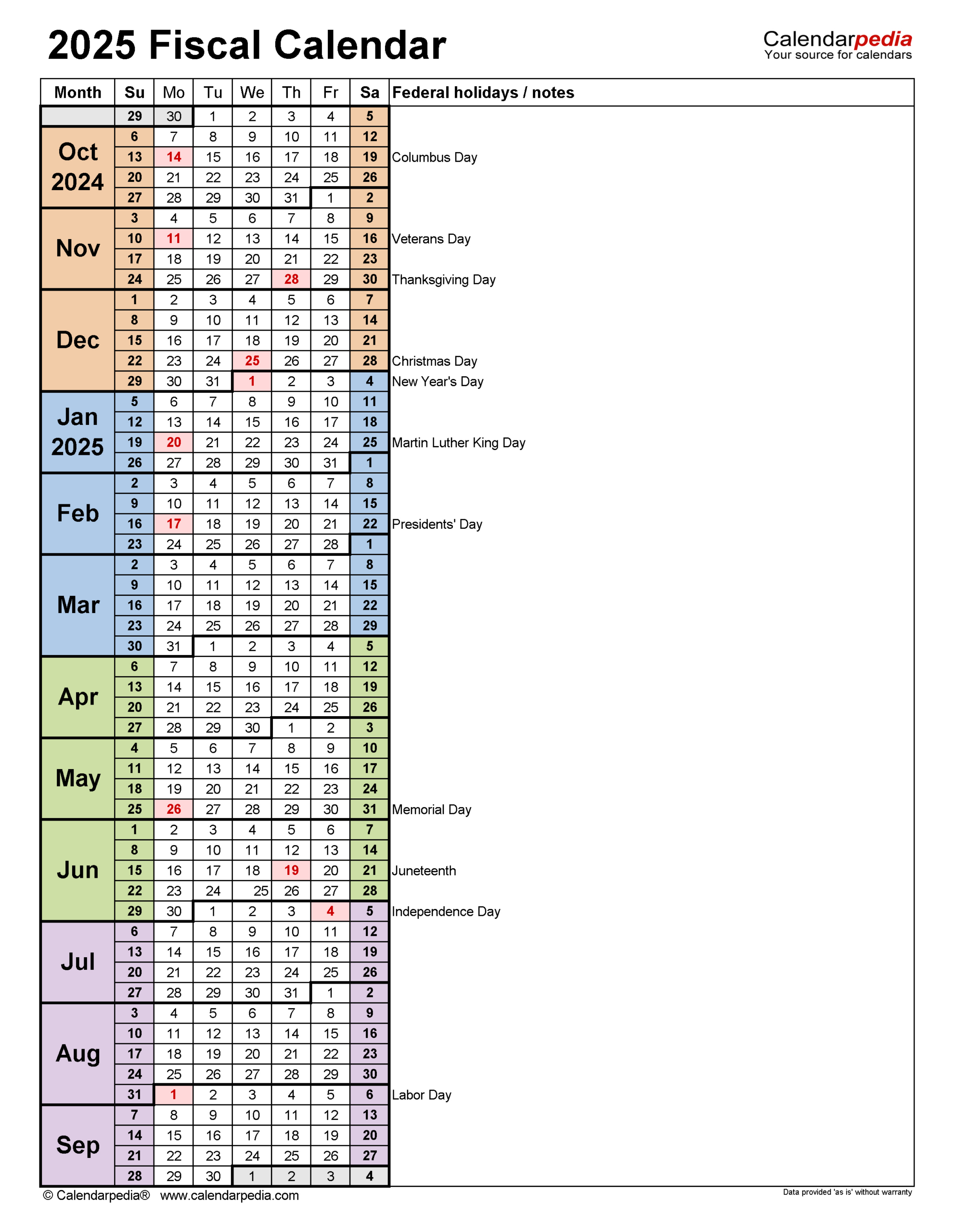 Fiscal Calendars 2025 - Free Printable Word Templates - Fiscal Year 2025 Calendar Printable