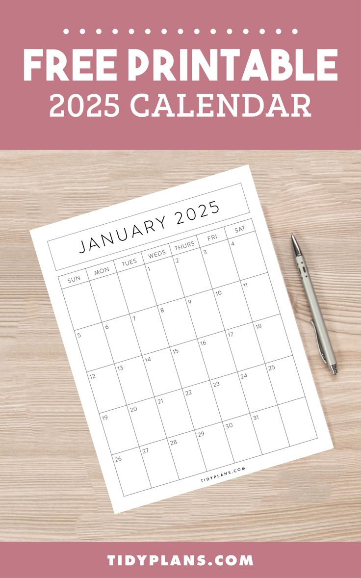 Free 2025 Calendar - Free Printable Calendar 2025 Waterproof