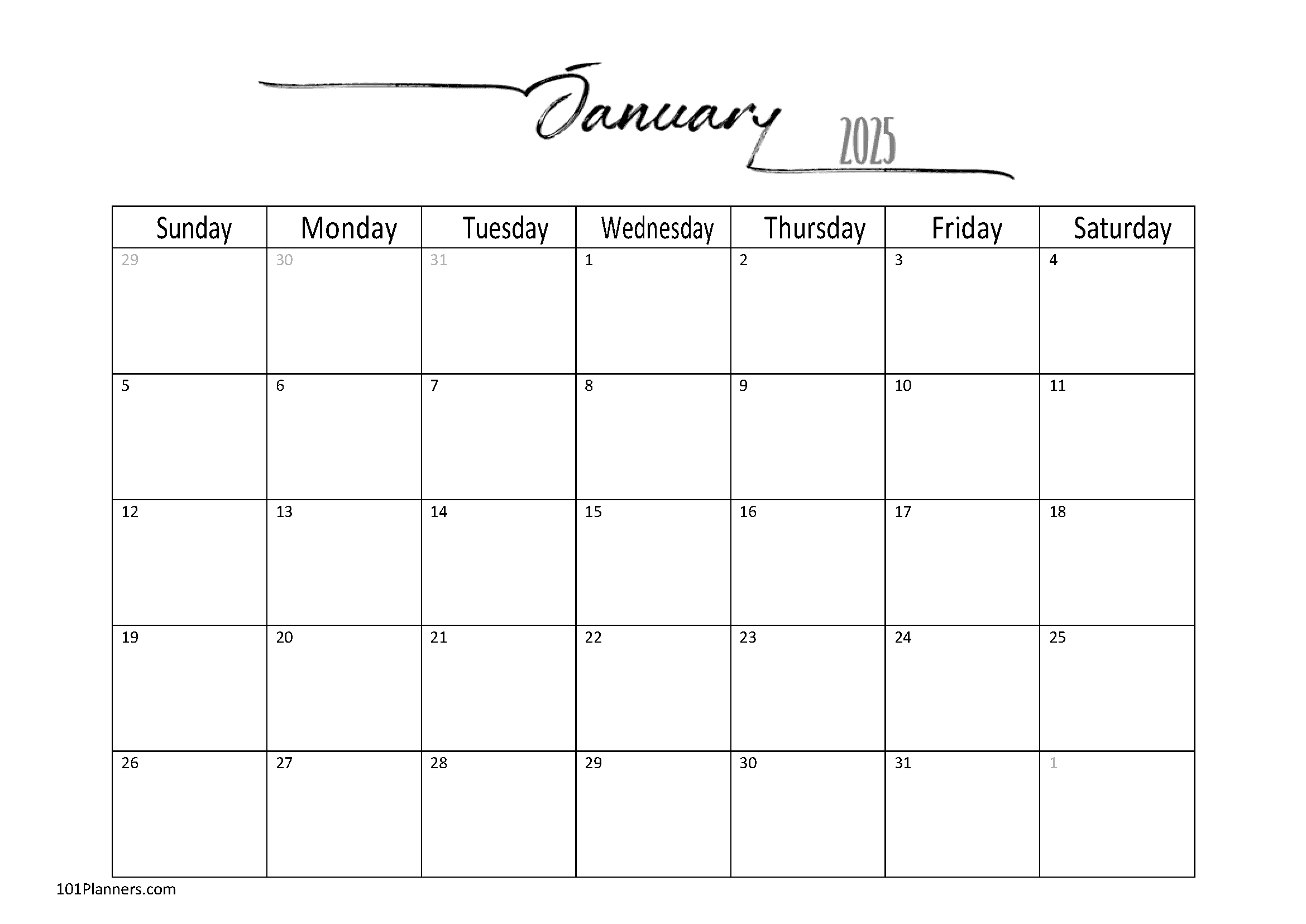 Free 2025 Calendar Template Word | Instant Download - Printable Calendar 2025 Free Word