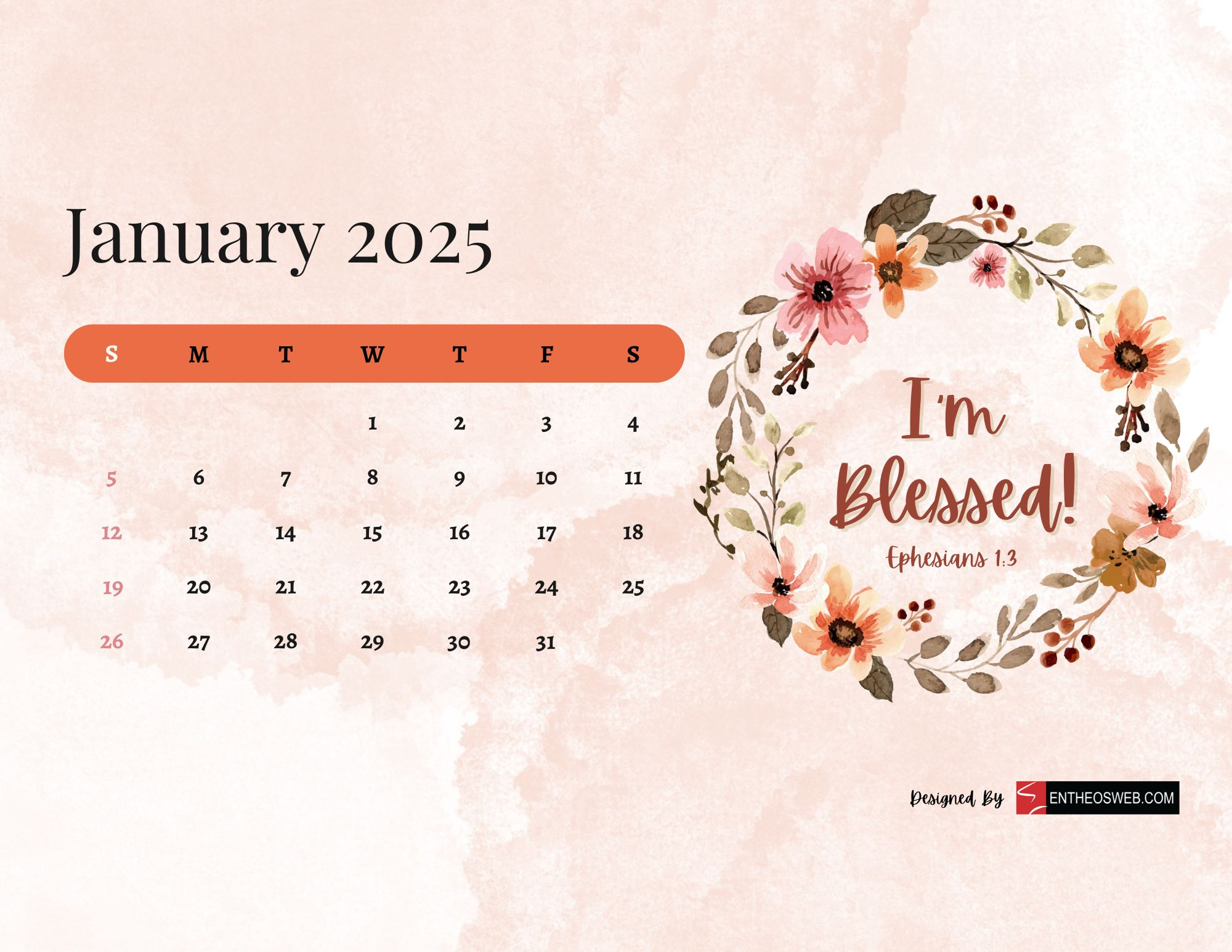 Free 2025 Christian Calendar Printable With Bible Verses | Entheosweb - July 2025 Calender Printable With Scripture
