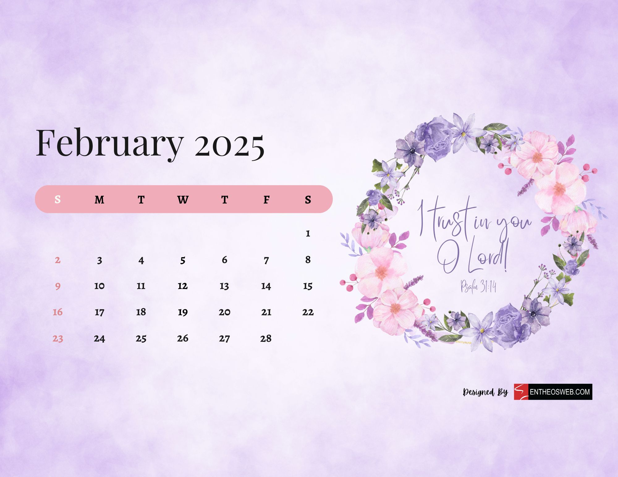 Free 2025 Christian Calendar Printable With Bible Verses | Entheosweb - Printable Calendar 2025 Christian