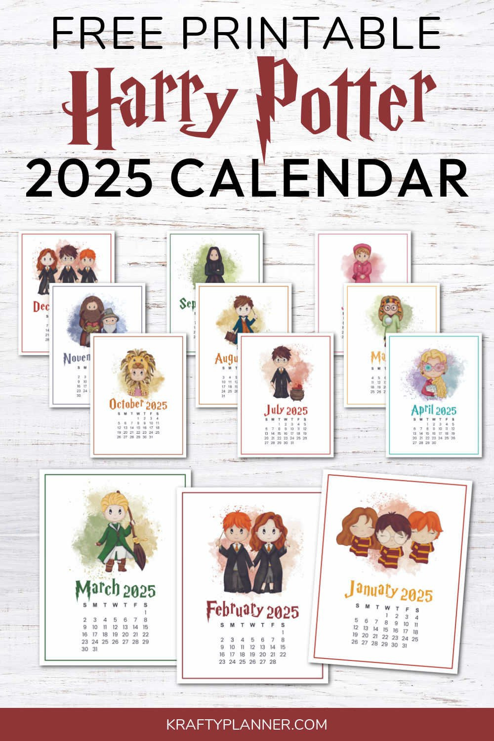 Free 2025 Harry Potter Wall Calendar — Krafty Planner - Harry Potter Printable Calendar 2025