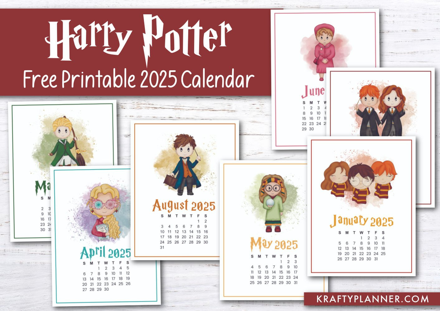 Free 2025 Harry Potter Wall Calendar — Krafty Planner - Printable Calendar 2025 Harry Potter