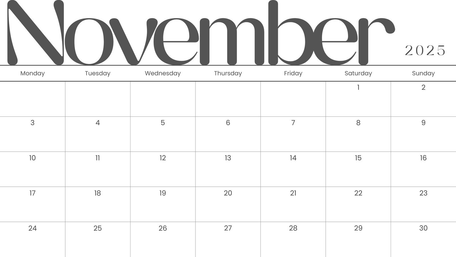 Free And Printable November 2025 Calendar Templates | Canva - November Printable Calendar 2025