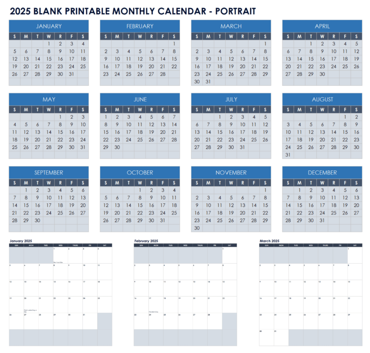 6 Month Printable Calendar 2025
