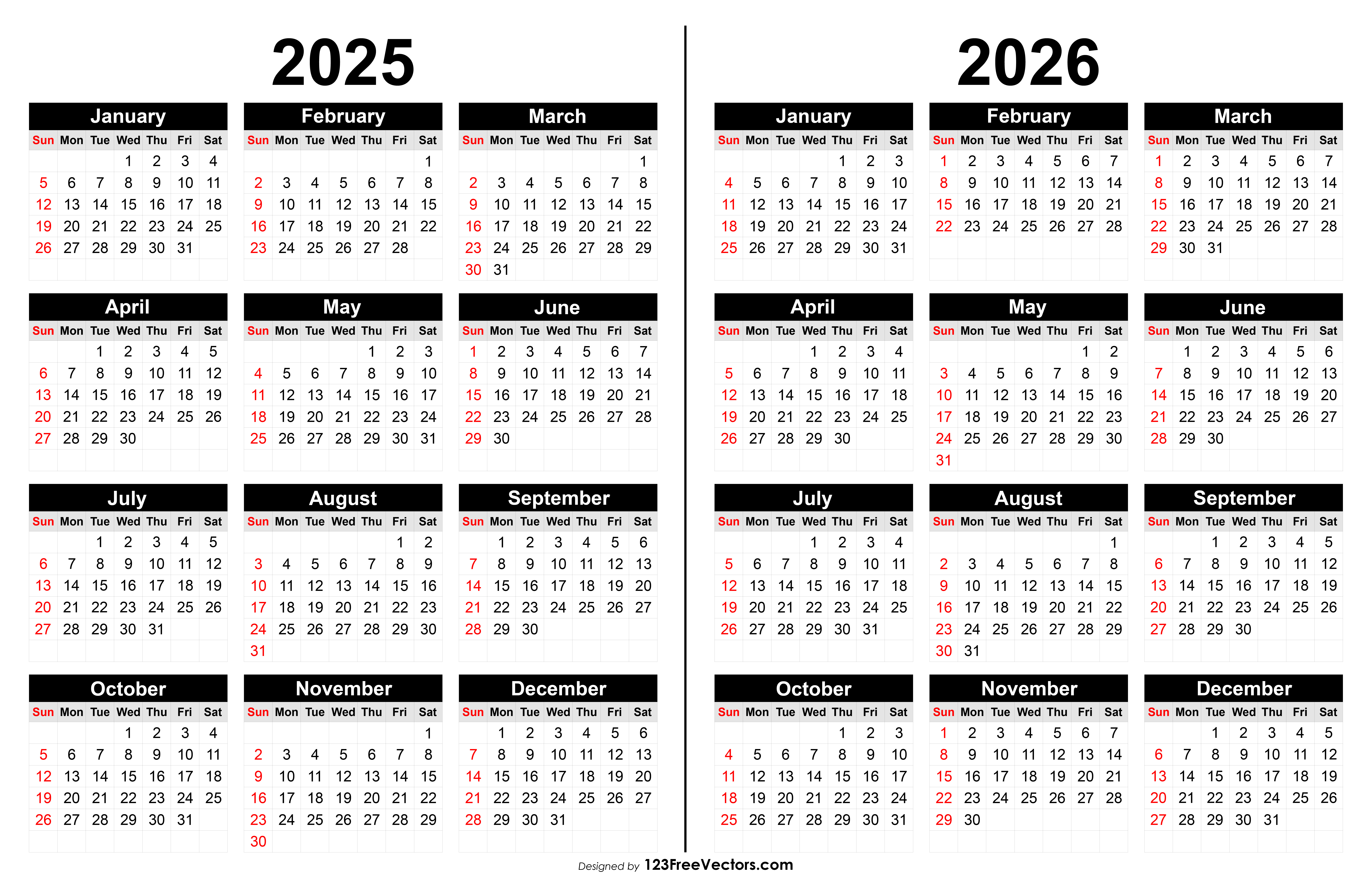 Free Download 2025 And 2026 Calendar Printable - Printable Calendar 2025 To 2026