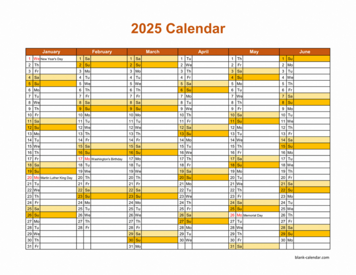 Printable Calendar 2025 All On One Page
