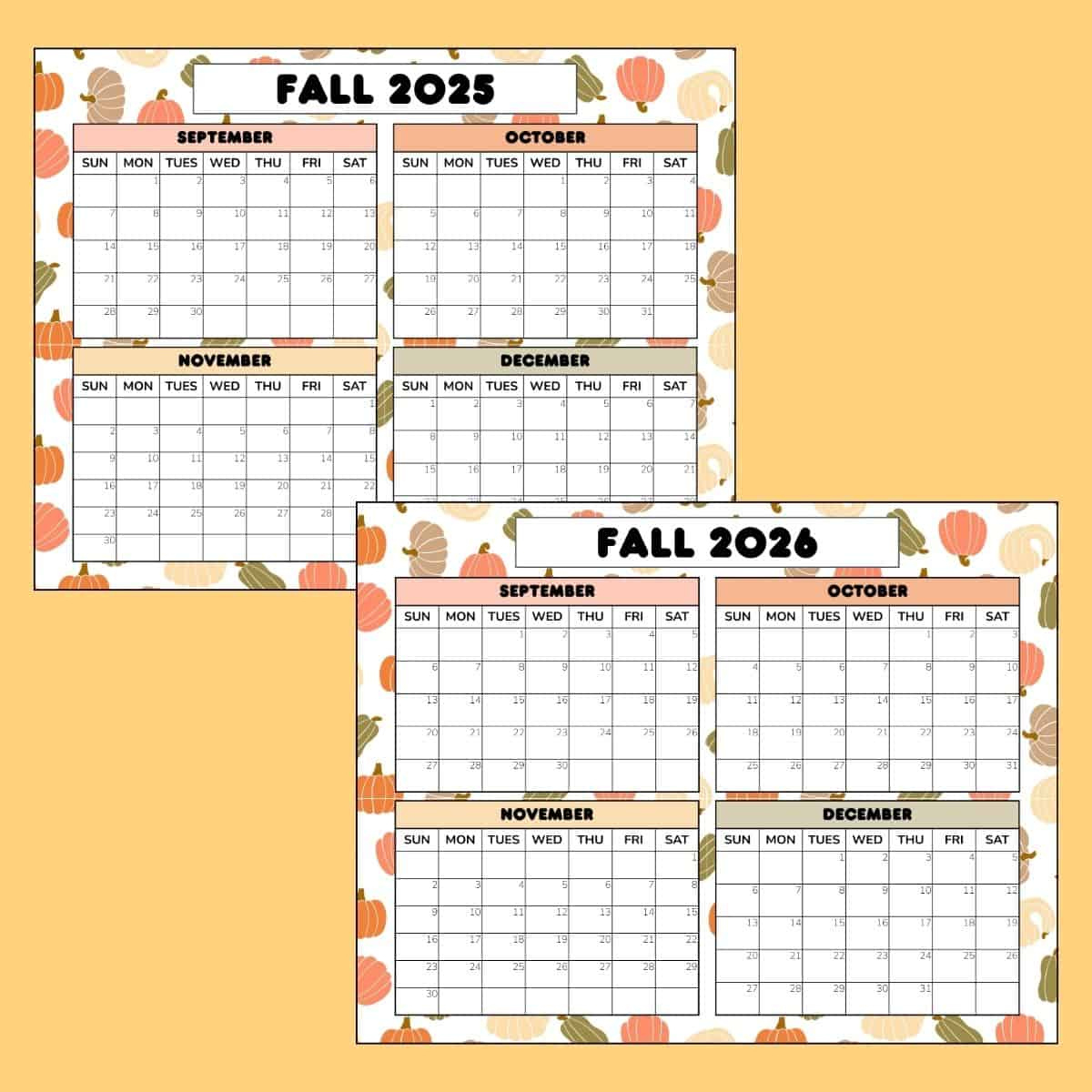 Free Fall Calendar Printable: 2025 &amp;amp; 2026 Pdf - Fall 2025 Calendar Printable