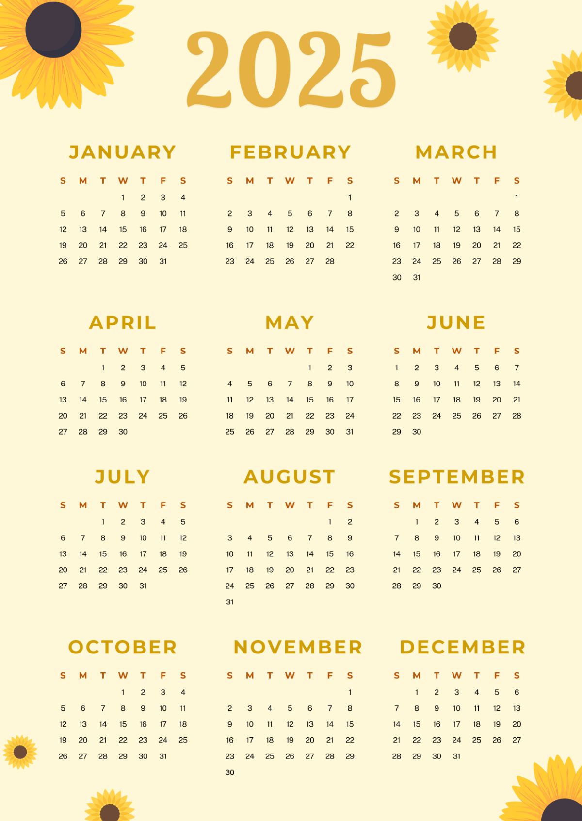 Free One-Page 2025 Calendar Template To Edit Online - Printable Calendar 2025 Online