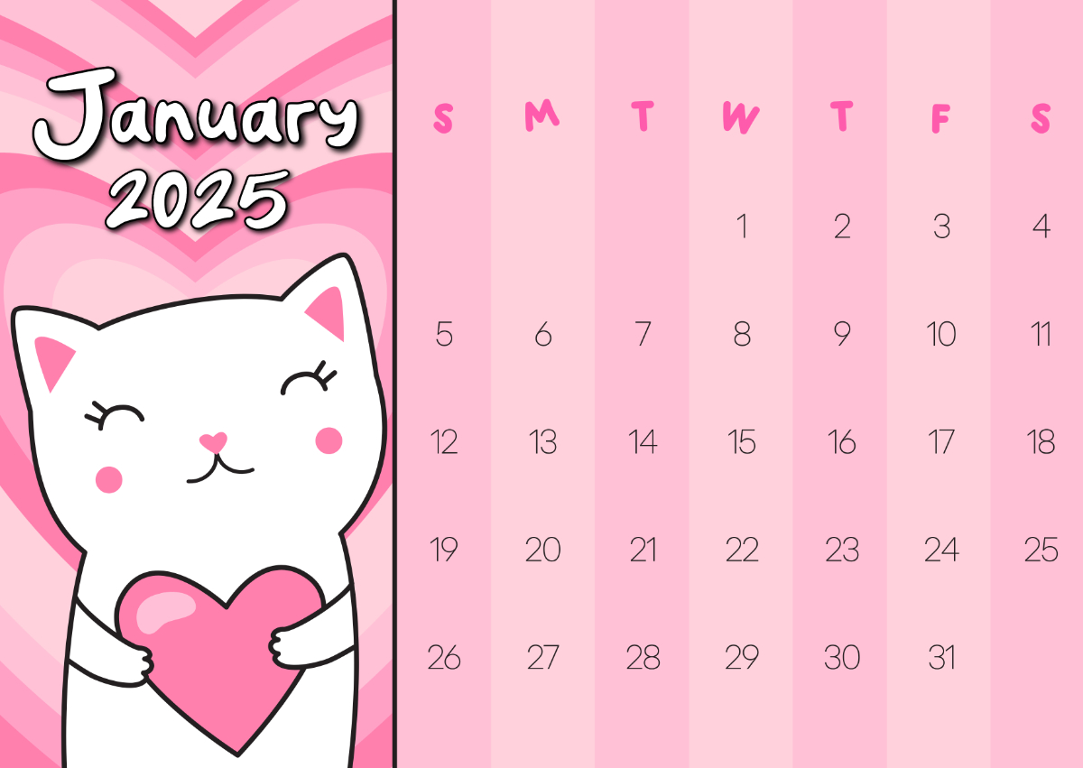 Free Pink 2025 Calendar Template To Edit Online - Printable Calendar 2025 Girly