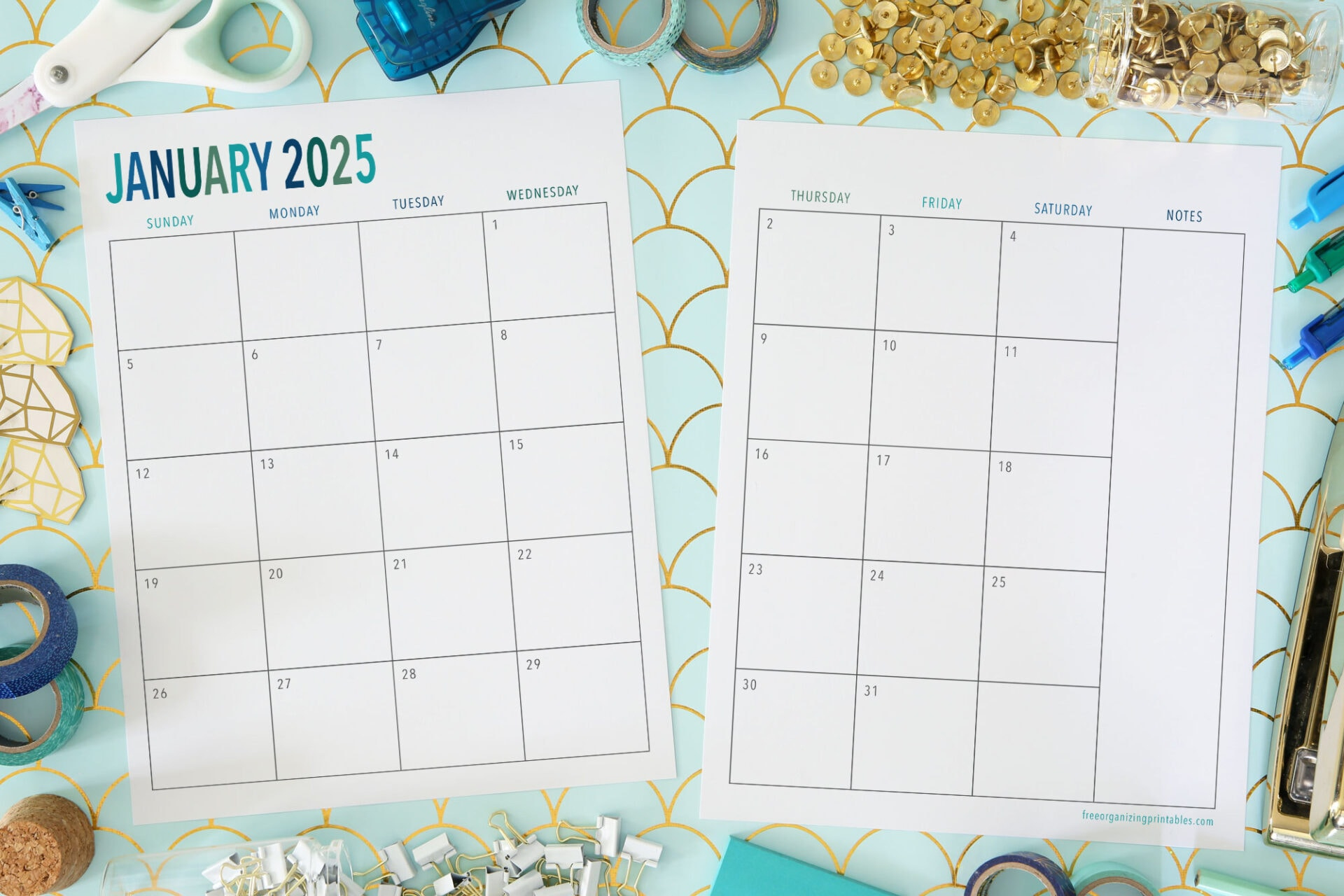 Free Printable 2 Page Blank Monthly Calendar 2025 - 18 Month Calendar 2025 On 2 Pages Printable Free