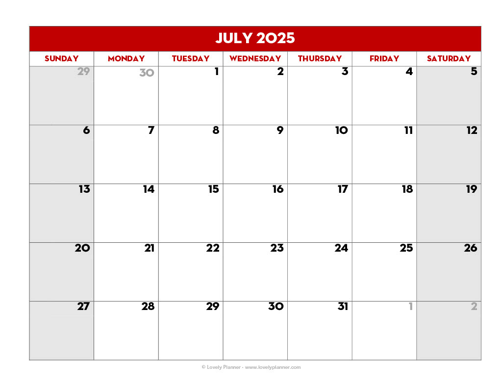 Free Printable 2025-2026 School Calendar - Lovely Planner - Calendarlabs Free Printable Calendar 2025