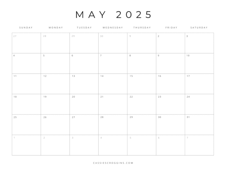 Calendar Template 2025 Printable Free