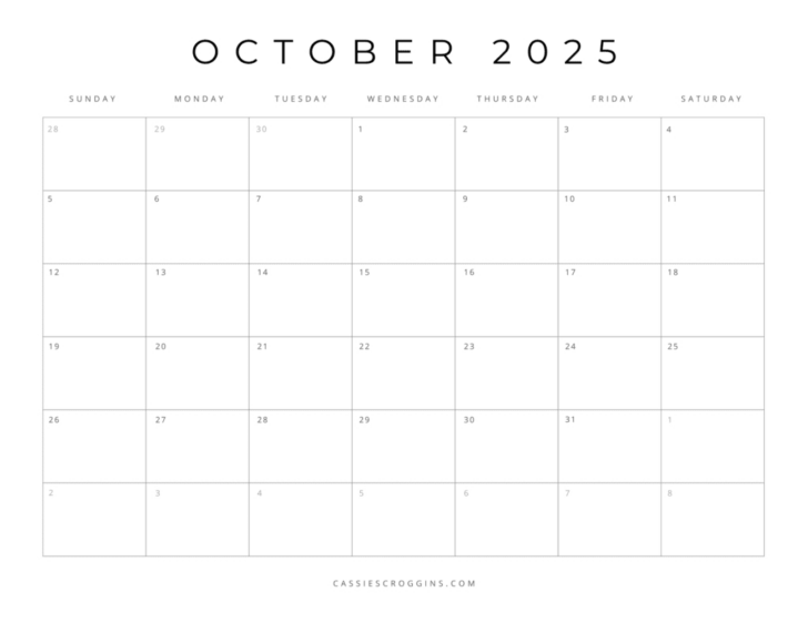 Large Free Printable Calendar 2025