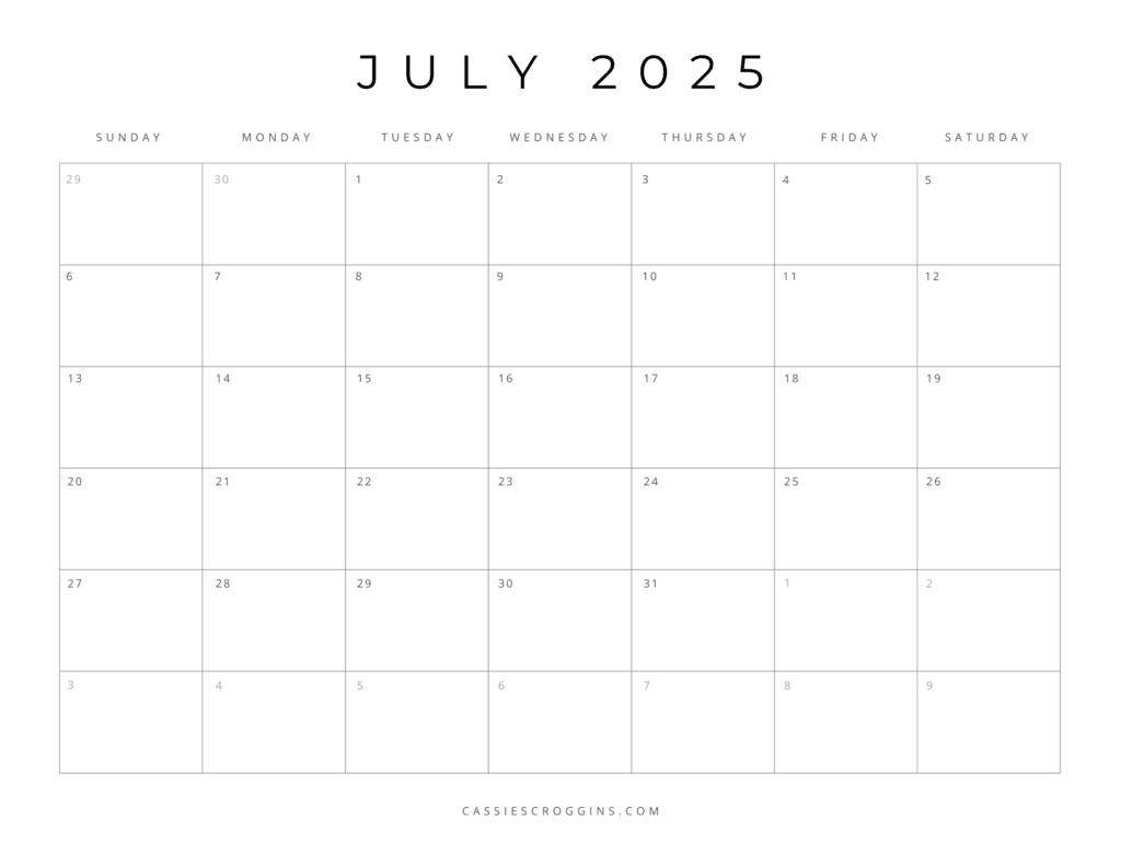 Free Printable 2025 Blank Calendar Templates (All 12 Months) - Printable Calendar Jan Feb July 2025
