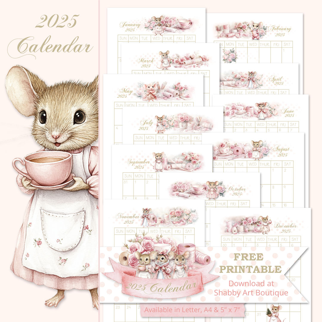 Free Printable 2025 Calendar - Shabby Art Boutique - Free Printable Calendar 2025 Saturday Gift
