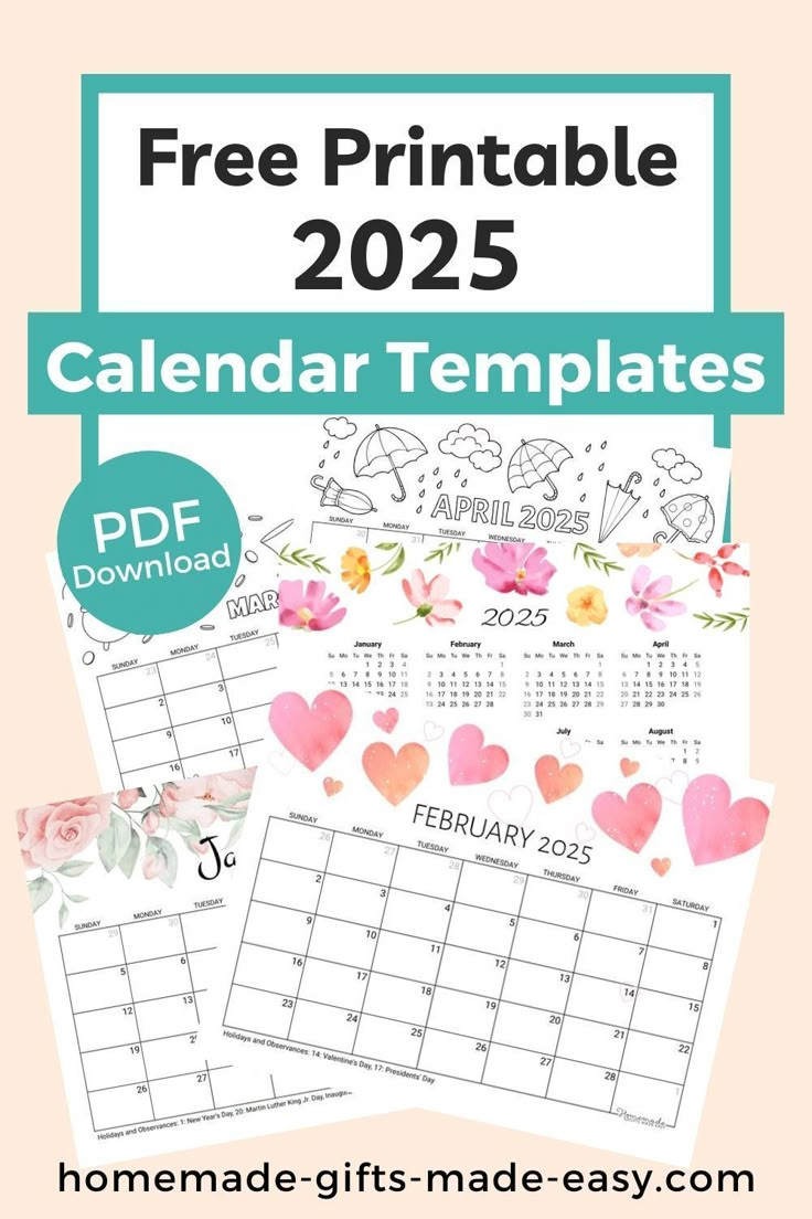 Free Printable 2025 Calendar Year | Homemade Gifts Made Easy - Homemade Gifts Made Easy Printable Calendar 2025