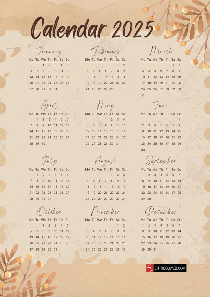 Aesthetic 2025 Calendar Printable