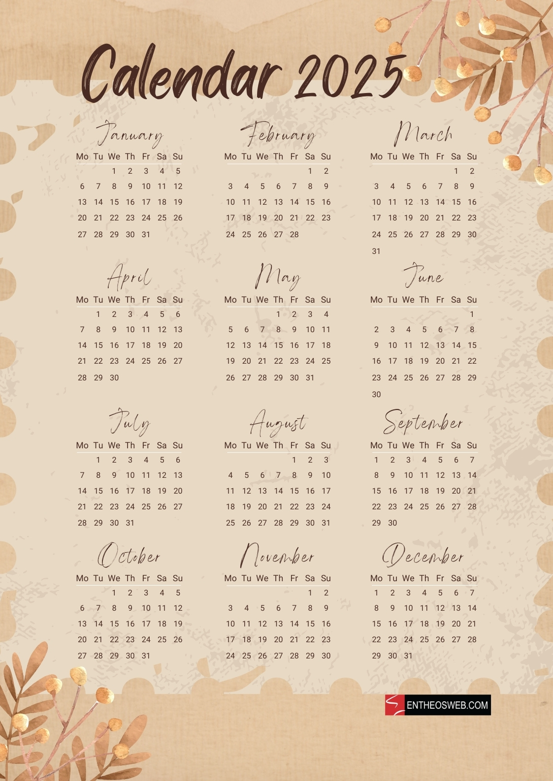 Free Printable 2025 Calendars #Free Printable 2025 Calendars - Aesthetic Printable Calendar 2025