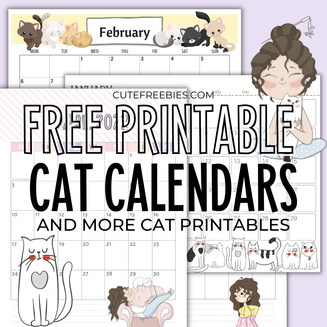 Free Printable 2025 Cat Calendar – Super Cute - Cute Freebies For You - Free Printable Cat Calendar 2025