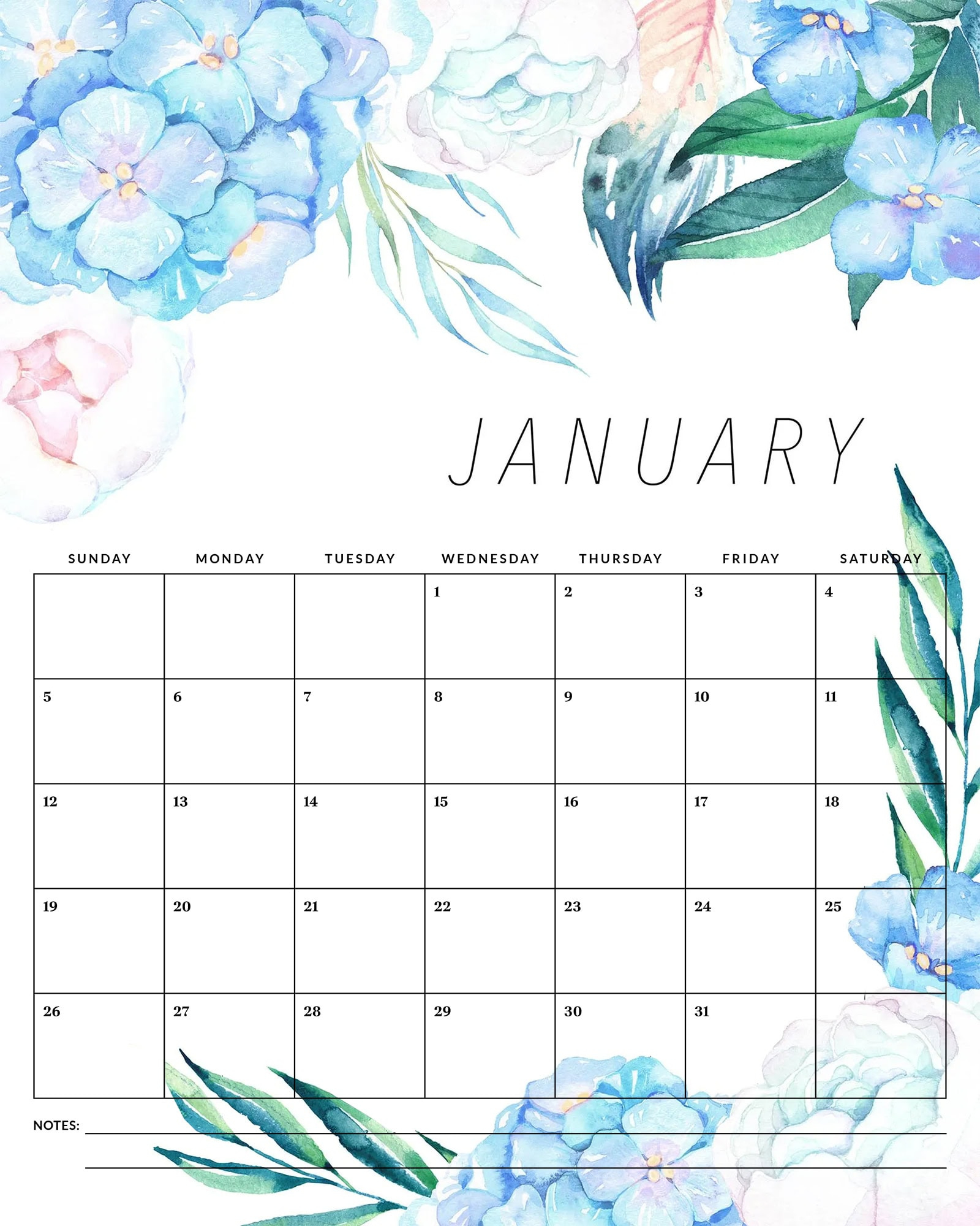 Free Printable 2025 Floral Calendar - The Cottage Market - Printable Calendar 2025 with Flowers