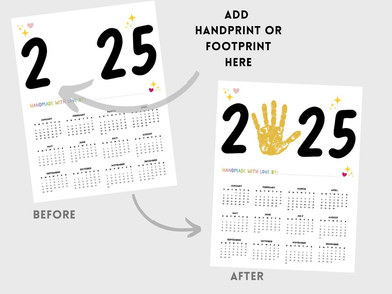 Free Printable 2025 Handprint Calendar - Lovely Planner - Free Printable Handprint Calendar 2025