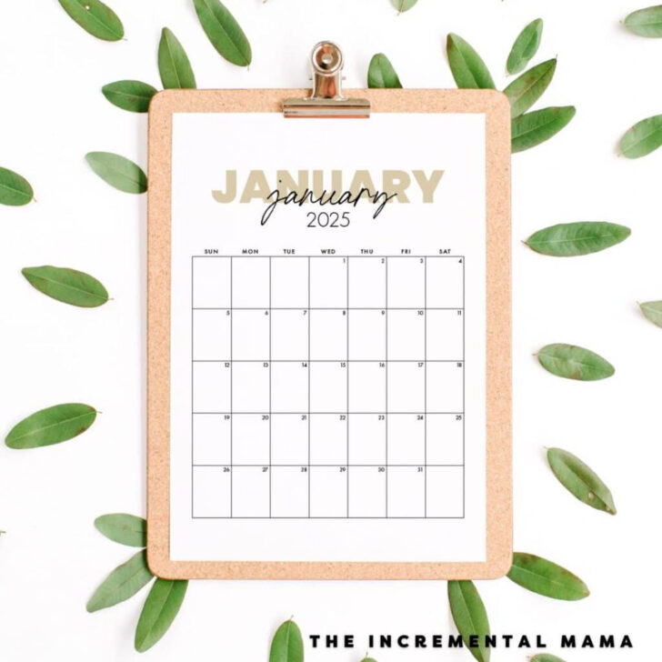 Free Printable Month By Month Calendar 2025