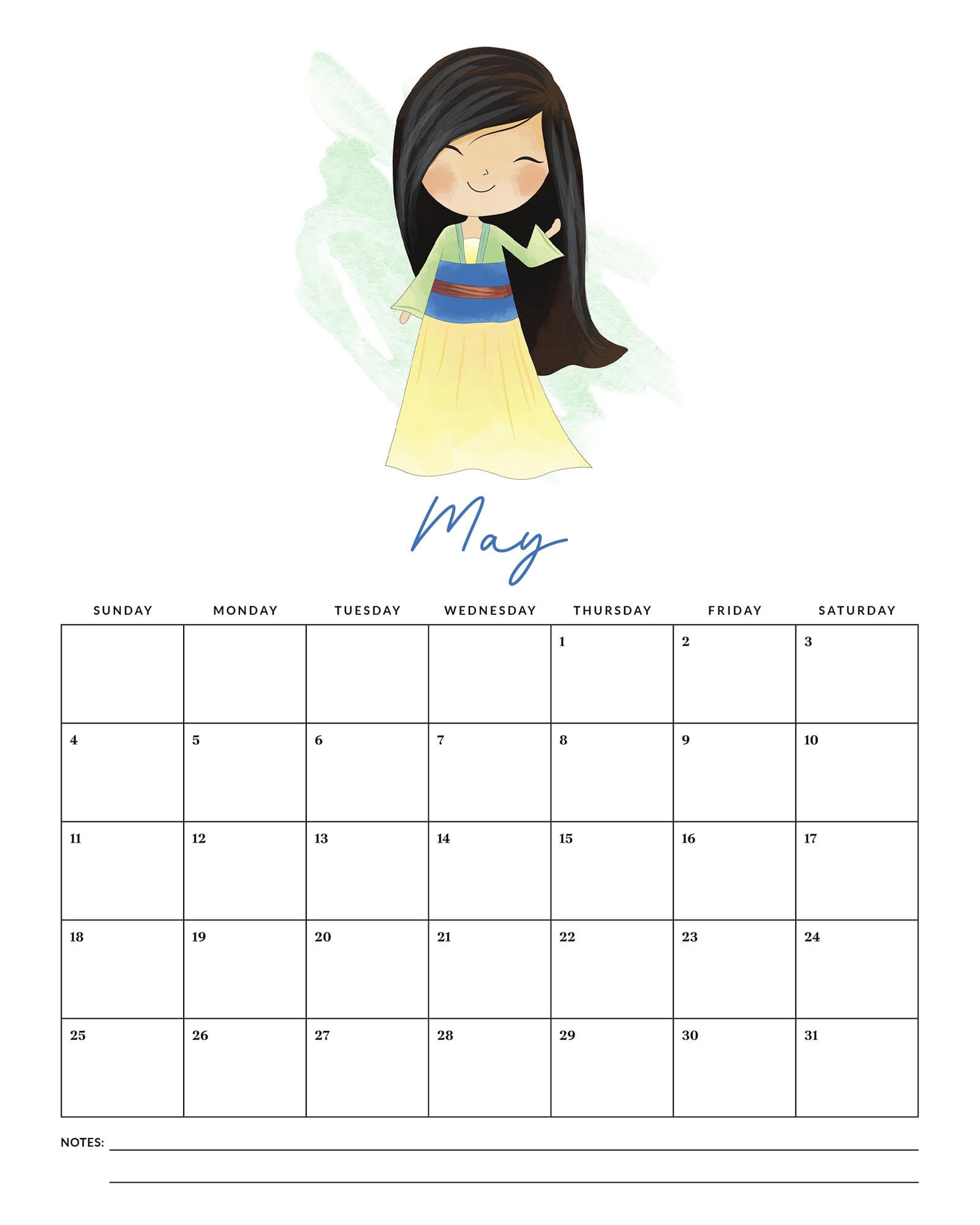 Free Printable 2025 Princess Calendar - The Cottage Market - Free Printable Disney Calendar 2025