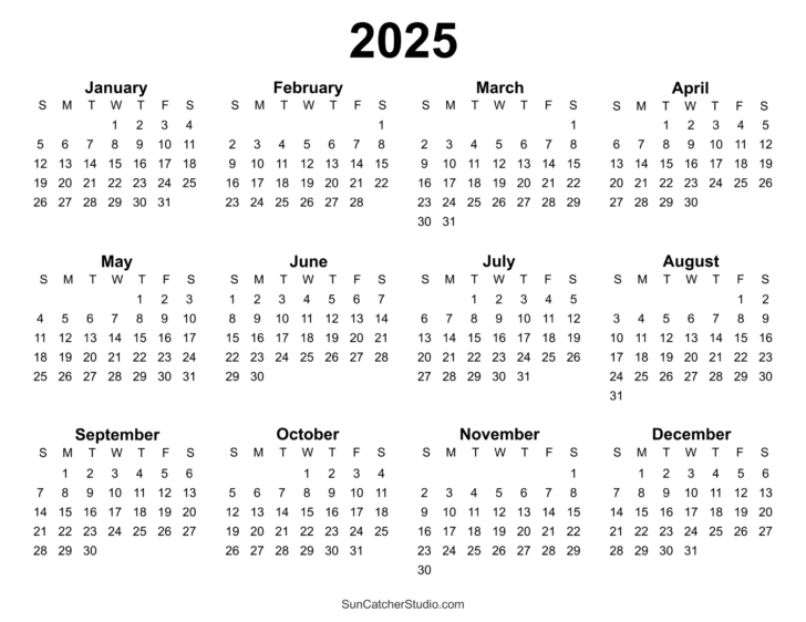 Free Printable 2025 12 Month Calendar