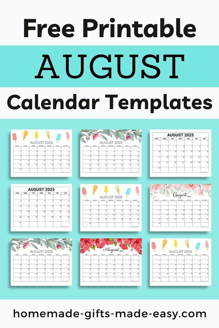 Free Printable August 2025 Calendar With Holidays | Homemade Gifts - Homemade Gifts Made Easy Printable Calendar 2025