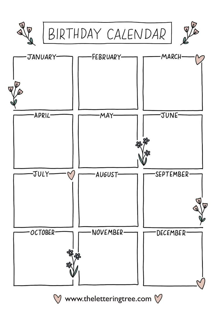 Free Printable Birthday Calendar - Printable Birthday Calendar 2025