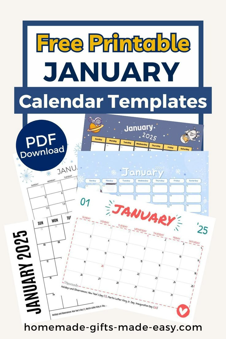 Free Printable Calendar January 2025 | Homemade Gifts Made Easy - Free Printable Calendar 2025 Homemade