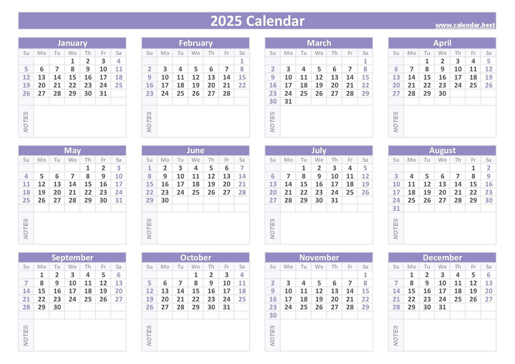 Free Printable Calendars 2025 &amp;amp; 2026 🗓 | Plan Ahead &amp;amp; Stay - Printable Calendar 2025 With Space To Write