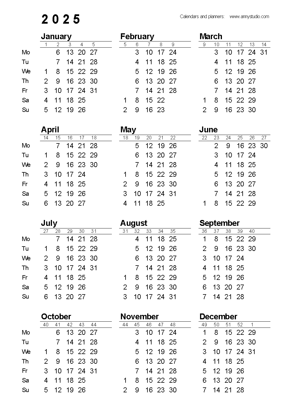 Free Printable Calendars And Planners 2025, 2026 And 2027 - Printable Calendar 2025 Portrait