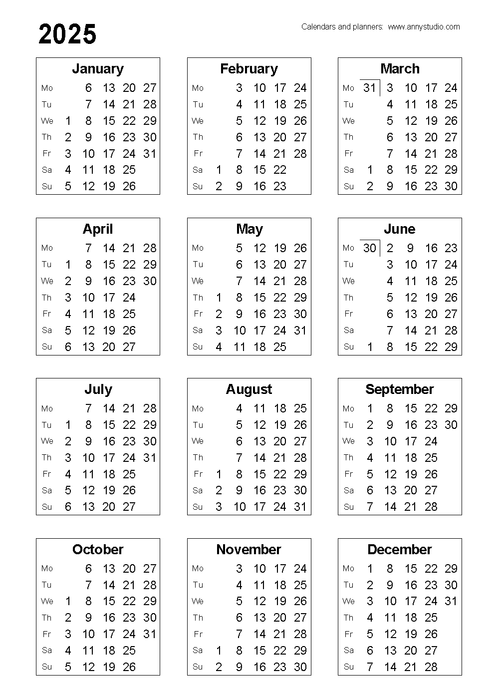 Free Printable Calendars And Planners 2025, 2026 And 2027 - Printable Calendar 2025 Win