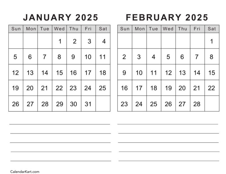 Printable Calendar 2025 January February