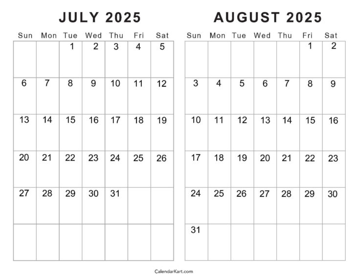 July July July August 2025 Calendar