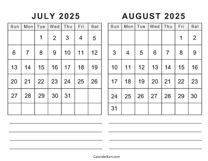July July July August Calendar 2025
